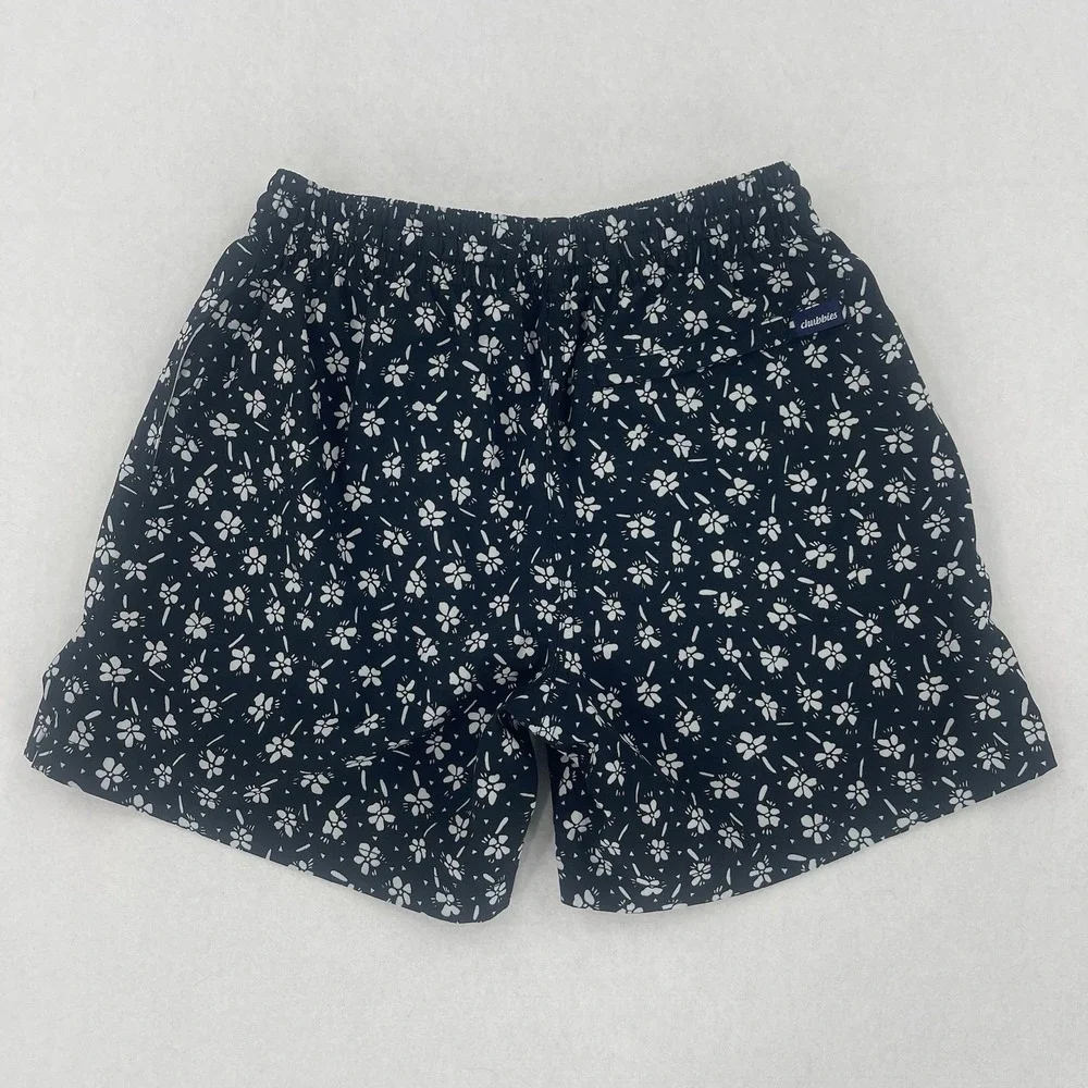 Chubbies Swim Trunks Mens S Black Floral Print 5.5